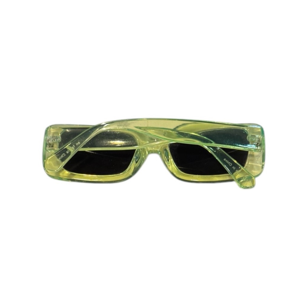 Translucent Lime Rectangular Sunglasses - Picture 2 of 9